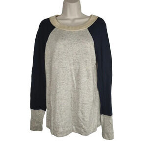 41 Hawthorn Heather Grey Blue Pullover Sweater Knit Top Women Size L Long Sleeve